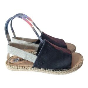 BORN San Isabel Sandal In Black Size 7 Leather Espadrilles